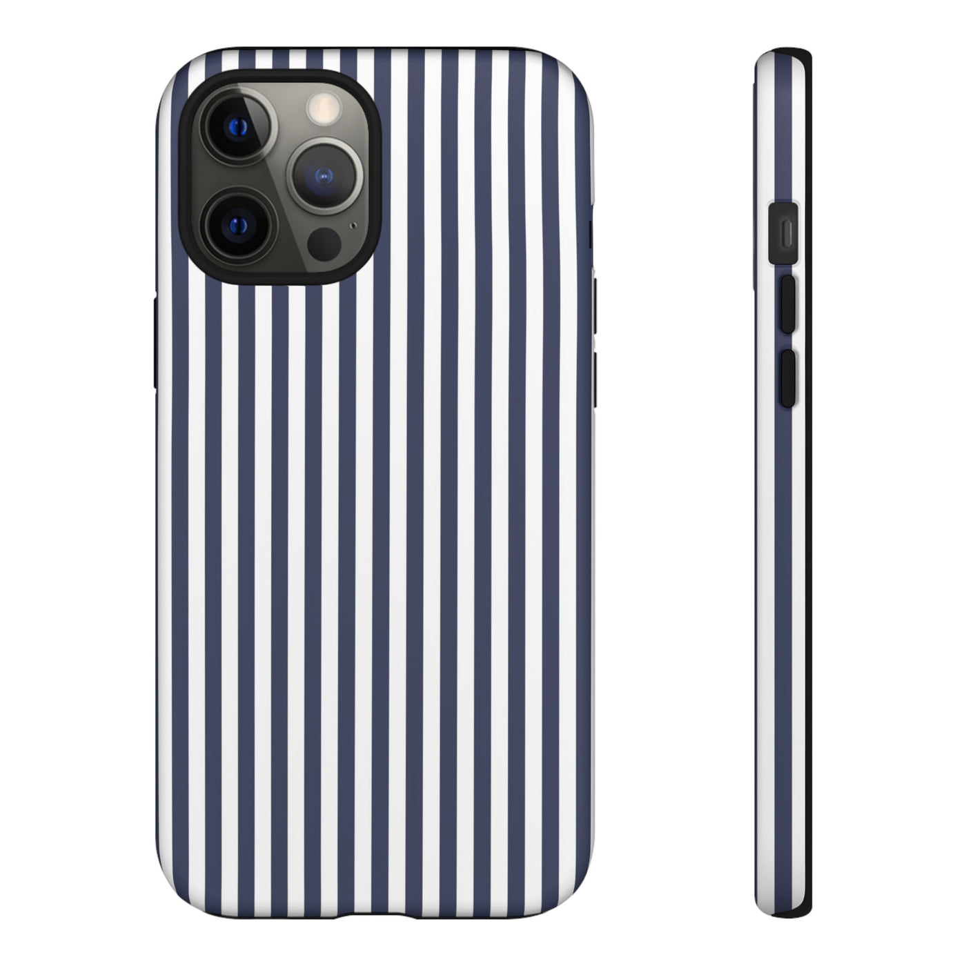 Tough Premium Navy Blue Stripes Phone Case Gift for Her - For Apple iPhone 16 Pro Max 16e iPhone 15 Pro iPhone Iphone 14 Plus 13 Pro 12 SE XR - Studio40ParkLane