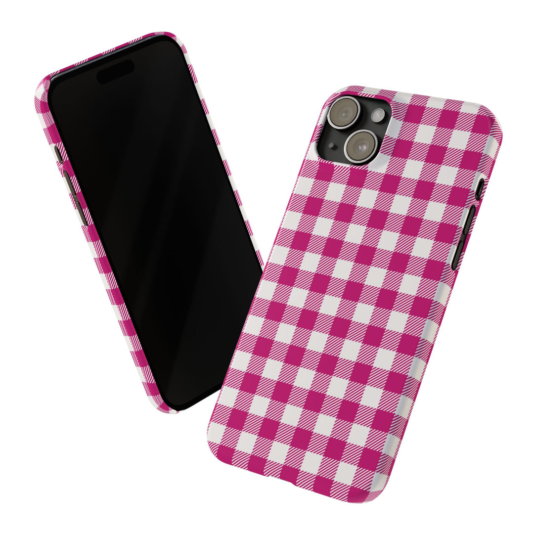 Slim Pink Gingham Gift for Her Cute Phone Cases for Iphone 16 Pro Max | iPhone 15 Case | iPhone 15 Pro Max Case, Iphone 14, 13, 12, 11, 10, 8, 7 - Studio40ParkLane