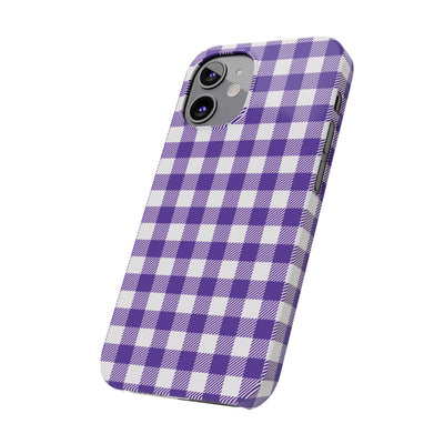 Slim Purple Gingham Gift for Her Cute Phone Cases for Iphone 16 Pro Max | iPhone 15 Case | iPhone 15 Pro Max Case, Iphone 14, 13, 12, 11, 10, 8, 7