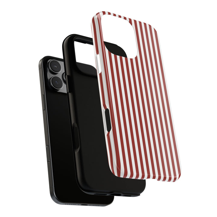 Tough Premium Red Stripes Phone Case Gift for Her - For Apple iPhone 16 Pro Max 16e iPhone 15 Pro iPhone Iphone 14 Plus 13 Pro 12 SE XR - Studio40ParkLane