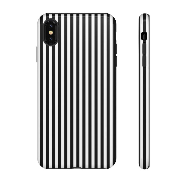 Tough Premium Black White Stripes Phone Case Gift for Her - For Apple iPhone 16 Pro Max 16e iPhone 15 Pro iPhone Iphone 14 Plus 13 Pro 12 SE XR - Studio40ParkLane