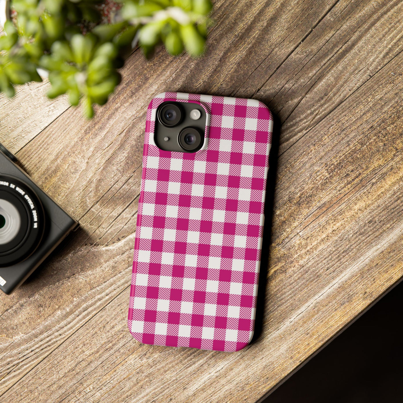 Slim Pink Gingham Gift for Her Cute Phone Cases for Iphone 16 Pro Max | iPhone 15 Case | iPhone 15 Pro Max Case, Iphone 14, 13, 12, 11, 10, 8, 7