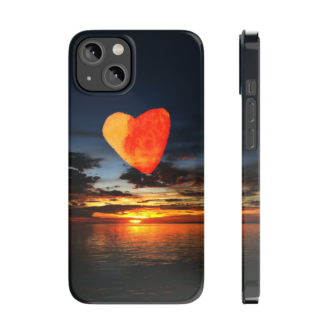 Slim Cute Phone Cases for Iphone - | iPhone 15 Case | iPhone 15 Pro Max Case, Iphone 14 Case, Iphone 14 Pro Max, Iphone 13, Rising Heart Sunset - Studio40ParkLane