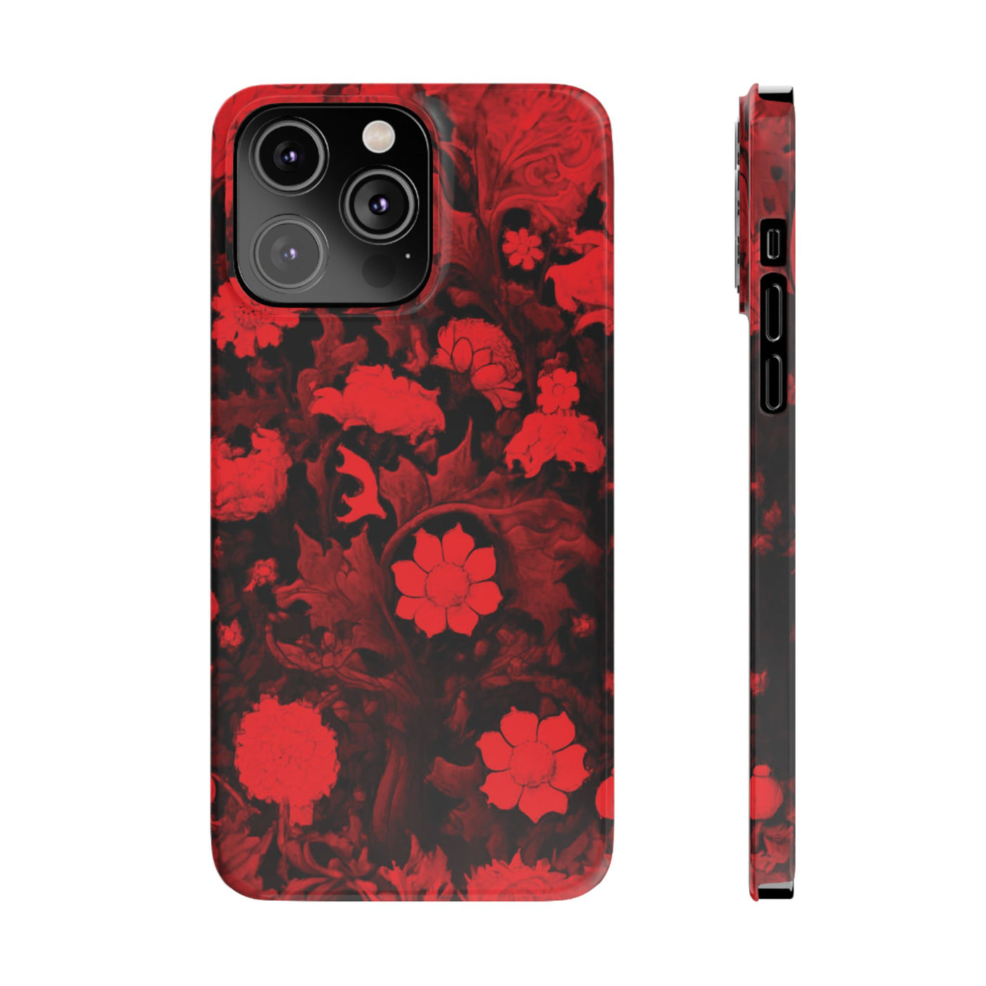 Slim Cute iPhone Cases - | iPhone 15 Case | iPhone 15 Pro Max Case, Iphone 14 Case, Iphone 14 Pro Max, Iphone 13, Red Flowers