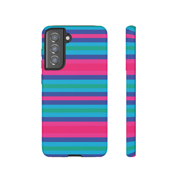 Cute Samsung Phone Case | Aesthetic Samsung Phone Case | Stripes Blue Pink | Galaxy S23, S22, S21, S20 | Luxury Double Layer | Cool - Studio40ParkLane