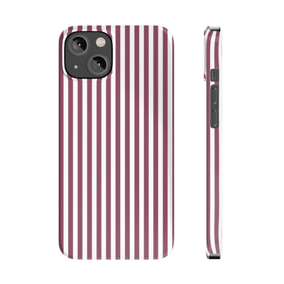 Slim Claret Red Striped Cute Phone Case for Iphone 16 - | iPhone 15 Pro Max Case | iPhone 14 Case Iphone 13 12 11 10 9 8 7 XS X Gift for Her - Studio40ParkLane