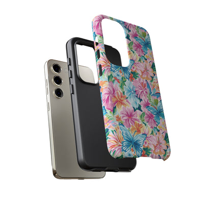 Premium Tough Butterflies Flowers Cute Phone Cases for Samsung S24, S23, S22, S21, S20, Plus and Ultra, Iphone 16 Pro Max,15, 14, 13, 12, 11, 10