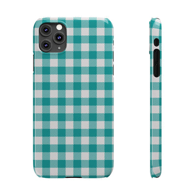 Slim Turquoise Gingham Gift for Her Cute Phone Cases for Iphone 16 Pro Max | iPhone 15 Case | iPhone 15 Pro Max Case, Iphone 14, 13, 12, 11, 10, 8, 7