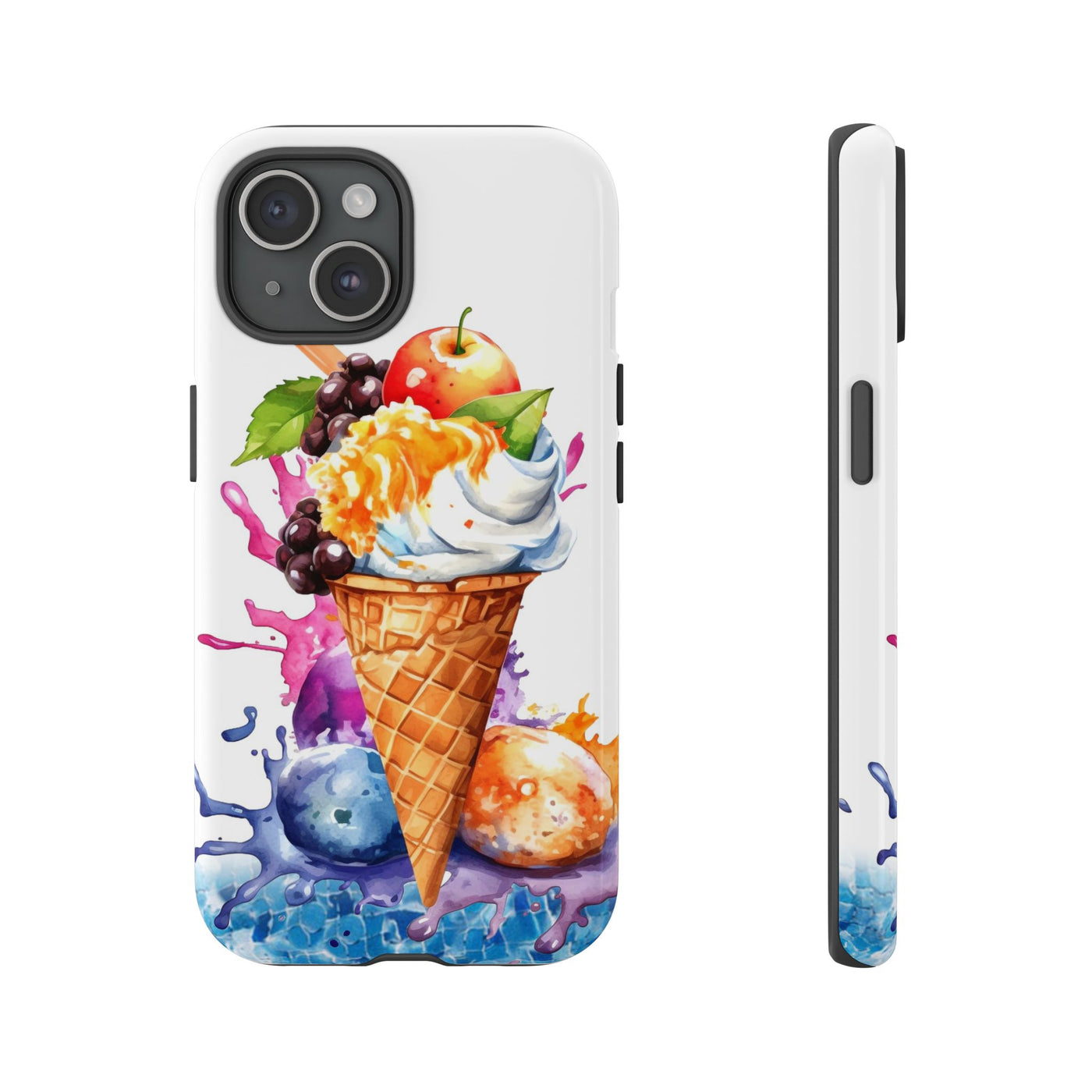 Impact Resistant, Summer Ice Cream Cone, Cute Phone Cases for Samsung S24, S23, S22, S21, IPhone 15 pro Iphone 14 pro Iphone 13 IPhone 12 Iphone 11