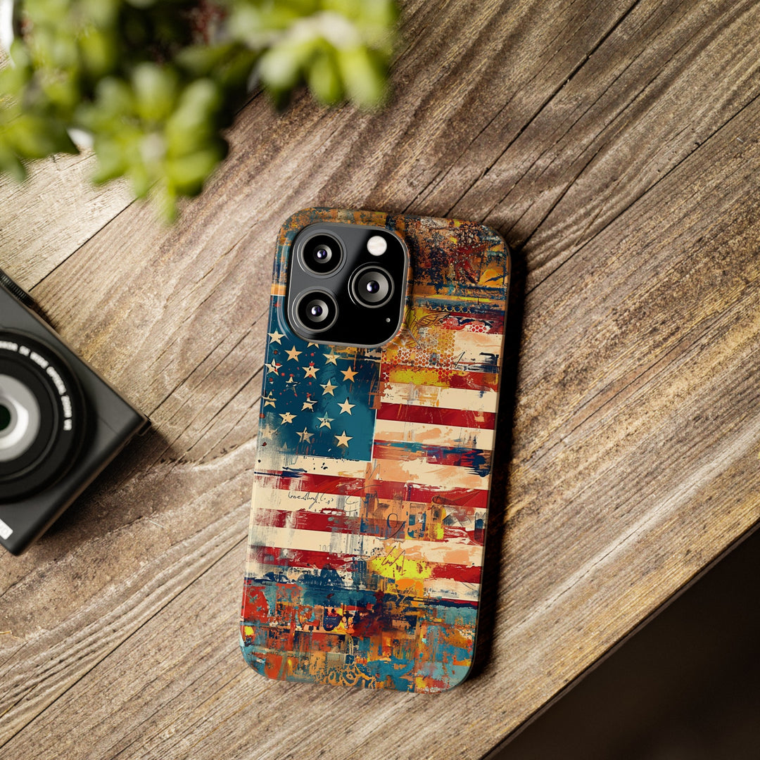 Slim Cute Phone Cases for Iphone | iPhone 15 Case | iPhone 15 Pro Max Case, Iphone 14, Iphone 14 Pro Max, Iphone 13, US Flag Abstract - Studio40ParkLane