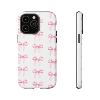 Pink Bows Cute Phone Case, for IPhone 16 Pro Max | Iphone 15, Iphone 14, IPhone 13 Case, 11 8 7, Samsung Galaxy S24, S23, S22, S21, 2 Layer Protection