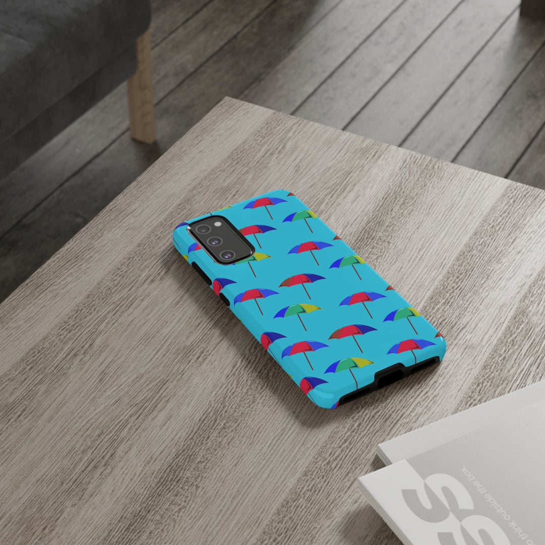 Cute Samsung Phone Case | Aesthetic Samsung Phone Case | Galaxy S23, S22, S21, S20 | Colorful Beach Parasols Blue, Protective Phone Case - Studio40ParkLane