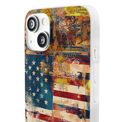 Cute Flexi Phone Cases, US Flag Abstract, Compatible with Samsung Galaxy S23, Samsung S22, Samsung S21, Samsung S20, Galaxy S20 Ultra