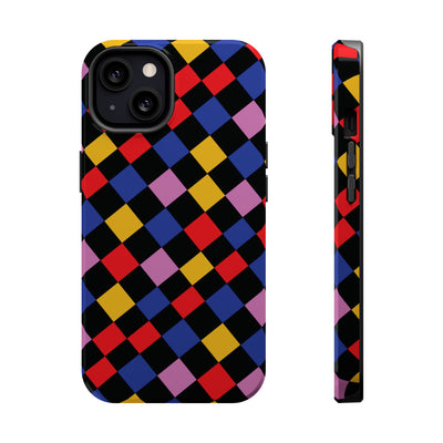 Aesthetic Colorful Checkerboard Tough Magsafe Phone Case - For iPhone 17 Pro Max iPhone 16 Pro iPhone 15 Iphone 14 Plus 13 Pro 12 11 Gift - Studio40ParkLane
