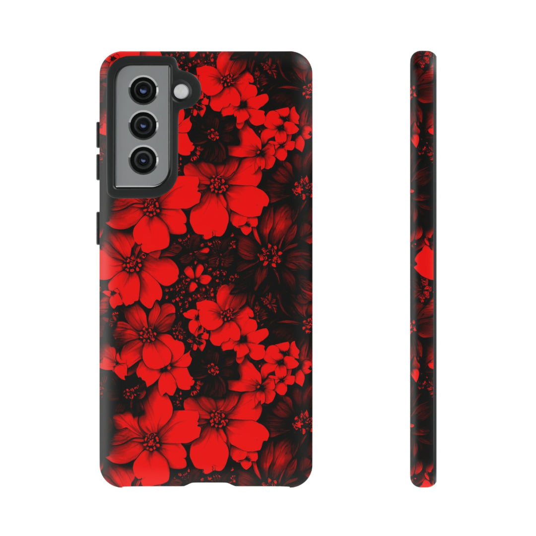 Cute Samsung Phone Case | Aesthetic Samsung Phone Case | Galaxy S23, S22, S21, S20 | Red Black Flowers, Protective Phone Case - Studio40ParkLane
