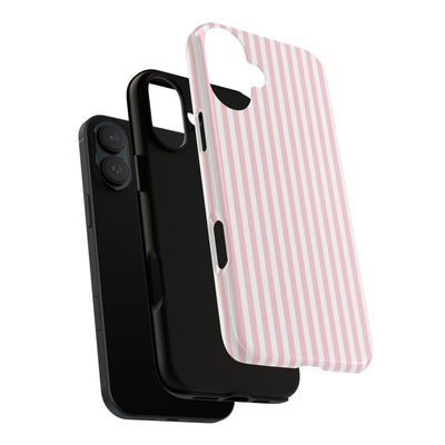 Tough Premium Sweet Pink Stripes Phone Case Gift for Her - For Apple iPhone 16 Pro Max 16e iPhone 15 Pro iPhone Iphone 14 Plus 13 Pro 12 SE XR - Studio40ParkLane