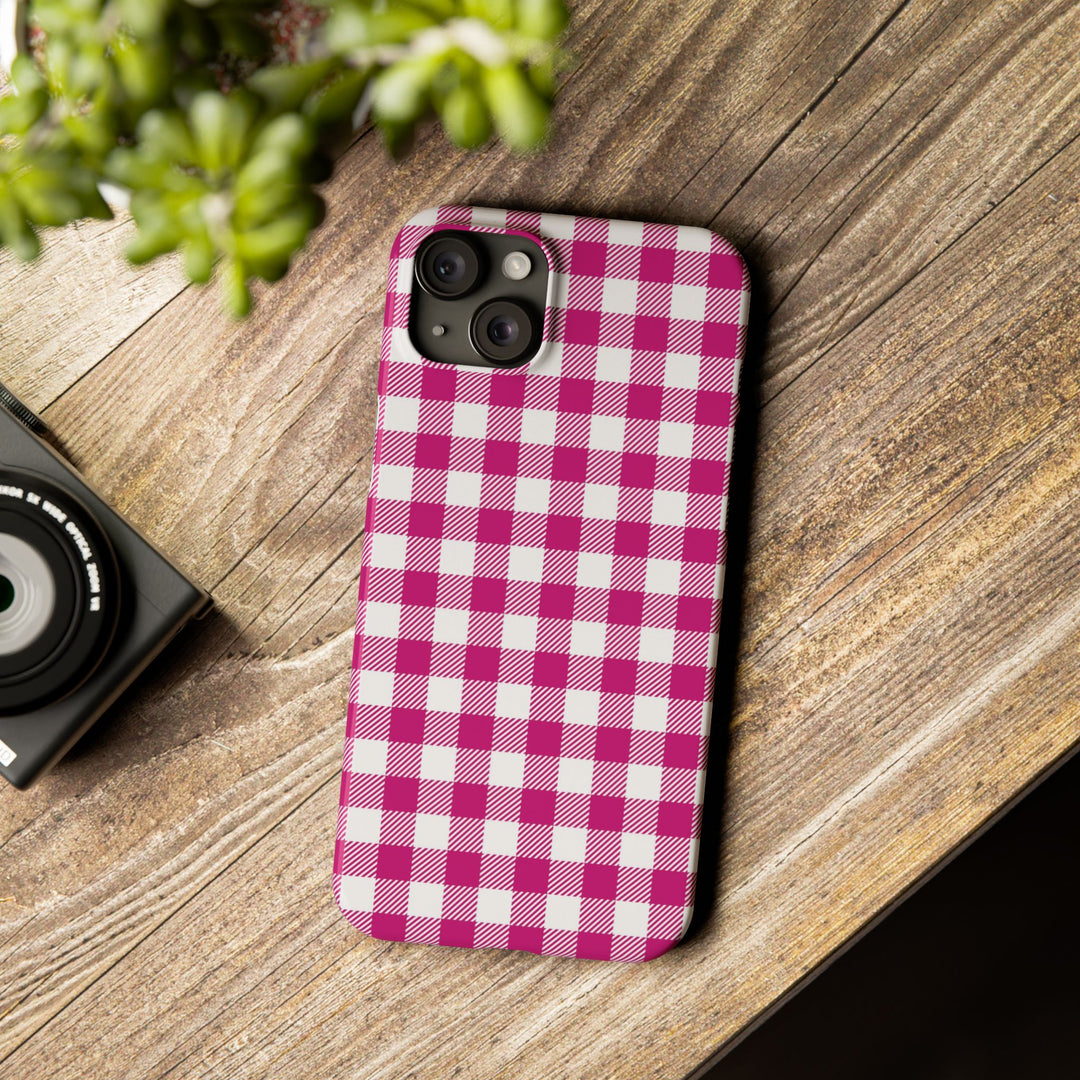Slim Pink Gingham Gift for Her Cute Phone Cases for Iphone 16 Pro Max | iPhone 15 Case | iPhone 15 Pro Max Case, Iphone 14, 13, 12, 11, 10, 8, 7 - Studio40ParkLane