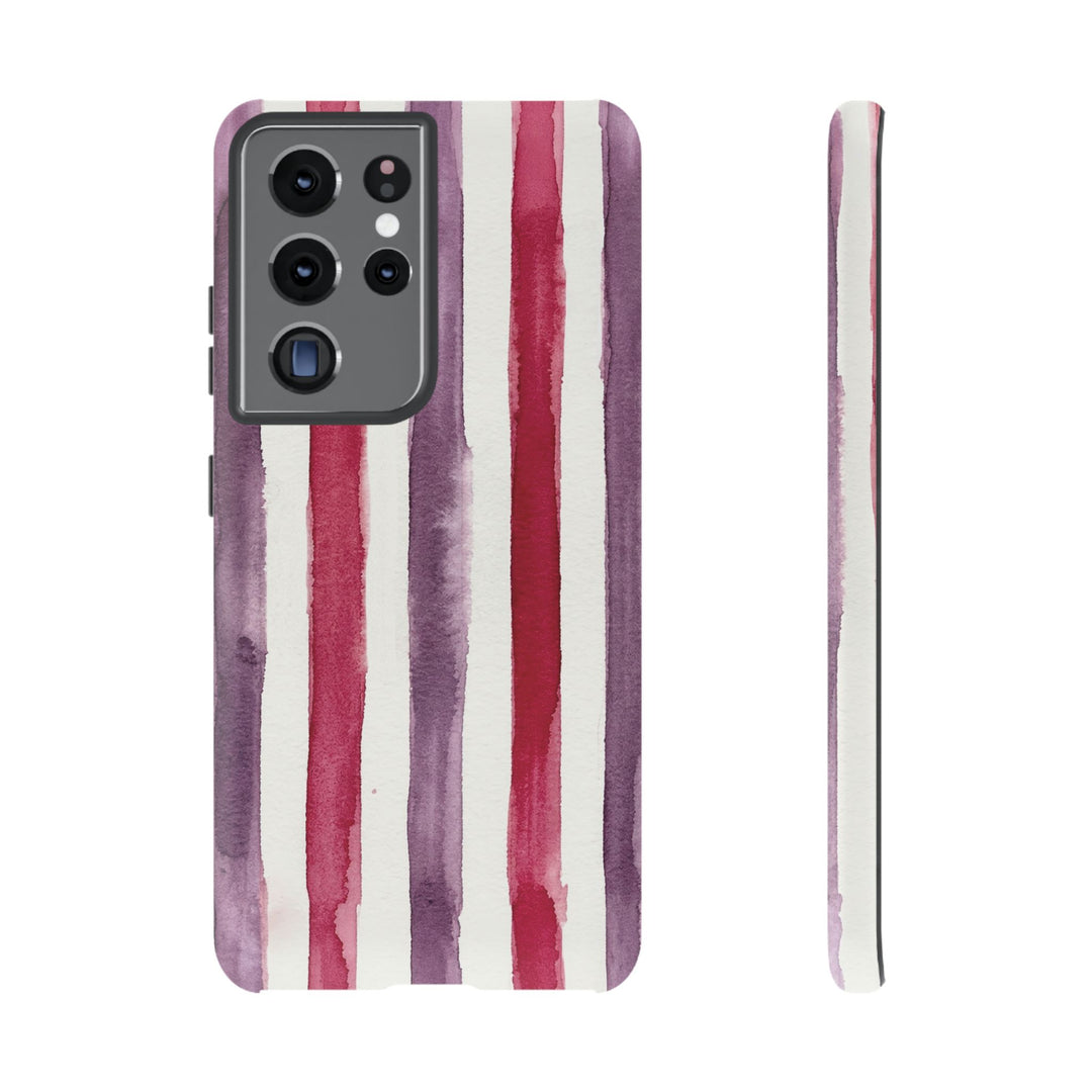 Tough Cute Wine Red Purple Stripes Phone Case, for IPhone 17 Pro Max | Iphone 17 Air, Iphone 16, IPhone 15, 14 13 12, Samsung Galaxy S26, S25, S24, S23 - Studio40ParkLane