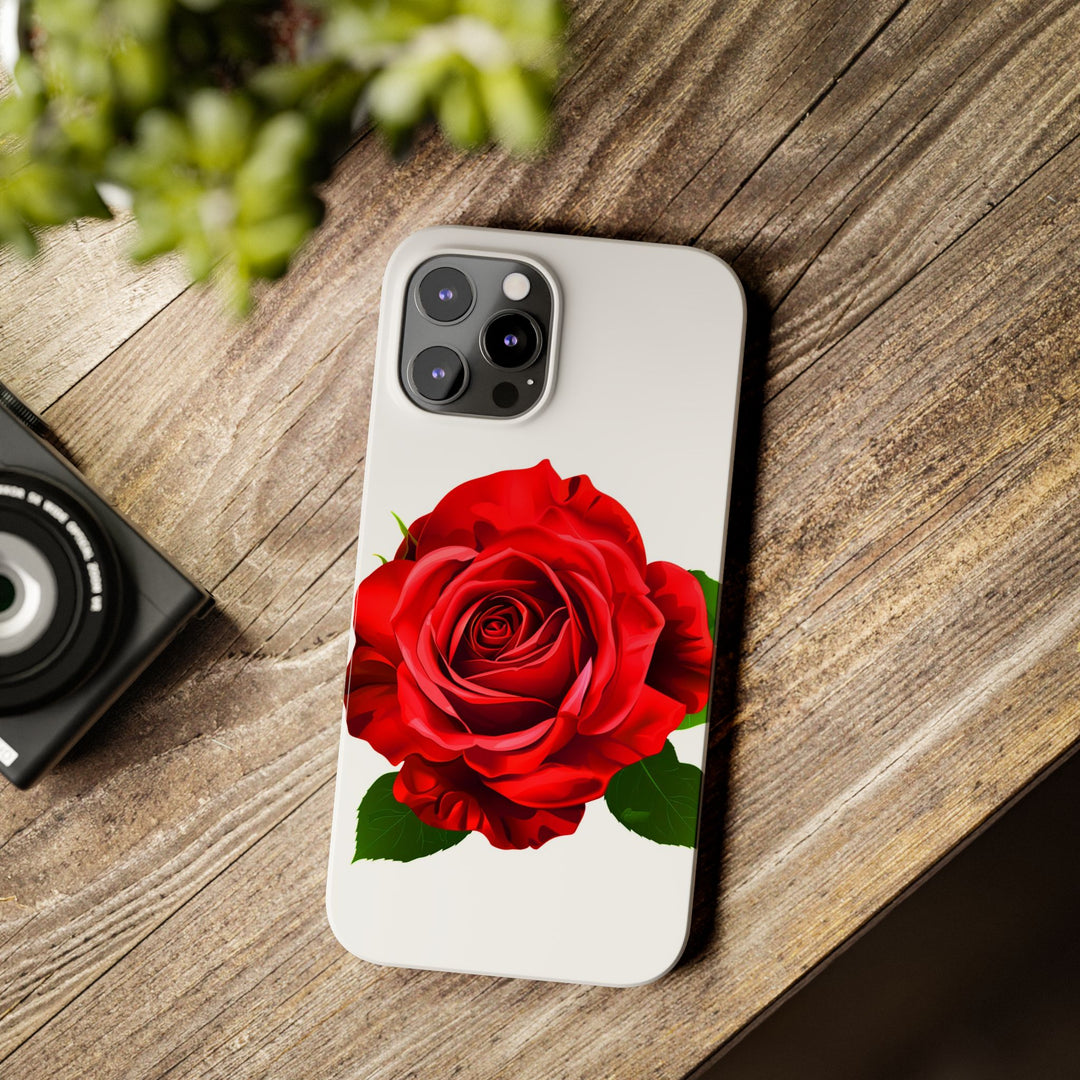 Slim Red Rose Flowers Gift for Her Cute Phone Cases for Iphone 16 Pro Max | iPhone 15 Case | iPhone 15 Pro Max Case, Iphone 14, Iphone 14 Pro Max, Iphone 13 12 11 8 7 - Studio40ParkLane