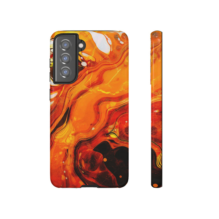 Cute Samsung Phone Cases, Designer Samsung Galaxy S23 Phone Case, Samsung S22 Case, Samsung S21 Case, Samsung S20 Case, Marble Orange Design - Studio40ParkLane