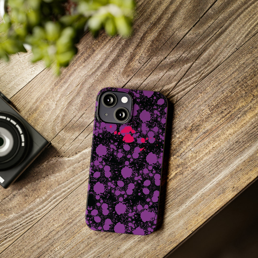 Slim Cute Phone Cases for Iphone - | iPhone 15 Case | iPhone 15 Pro Max Case, Iphone 14 Case, Iphone 14 Pro Max, Iphone 13, Purple Pink Paint Blots Splash - Studio40ParkLane