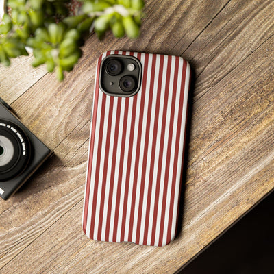 Tough Premium Red Stripes Phone Case Gift for Her - For Apple iPhone 16 Pro Max 16e iPhone 15 Pro iPhone Iphone 14 Plus 13 Pro 12 SE XR - Studio40ParkLane