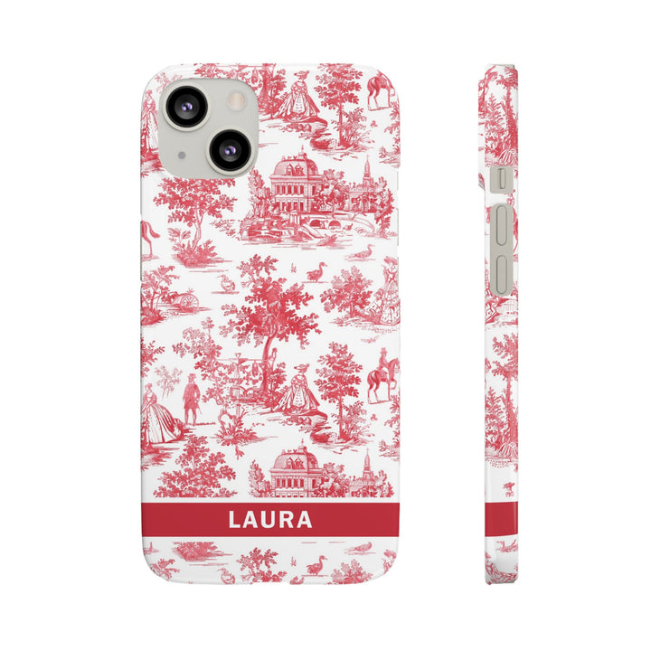 Snap French Toile Personalized Initial Custom Gift for Her Cute Phone Cases for Samsung S24, S23, S22, S21, S20, Plus and Ultra and Iphone, 16, 15, 14, 13, 12, 11. 10 - Studio40ParkLane