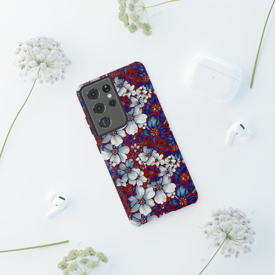 Cute Samsung Phone Case | Aesthetic Samsung Phone Case | Galaxy S23, S22, S21, S20 | Red Blue Flowers, Protective Phone Case - Studio40ParkLane