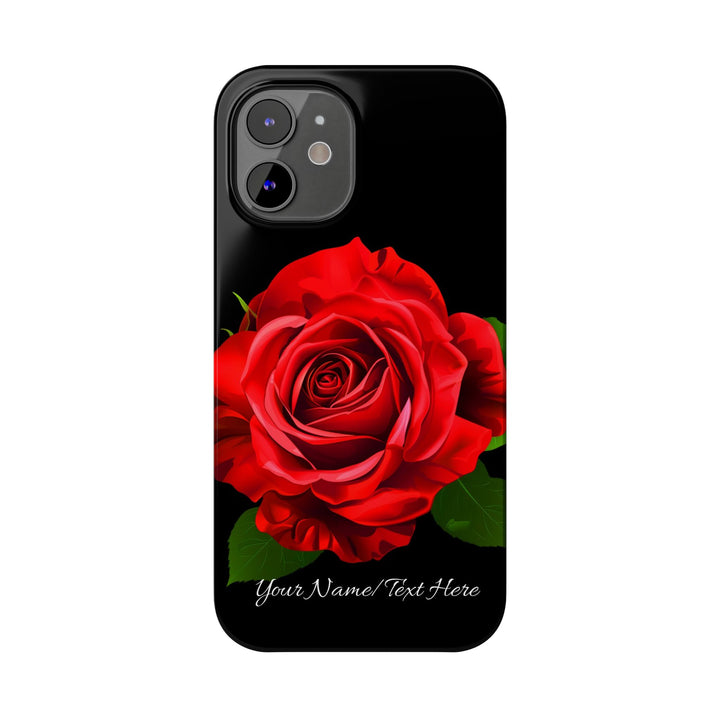 Slim Custom Personalized Red Rose Flowers Gift for Her Cute Phone Cases for Iphone 16 Pro Max | iPhone 15 Case | iPhone 15 Pro Max Case, Iphone 14, Iphone 14 Pro Max, Iphone 13 12 11 8 7 - Studio40ParkLane