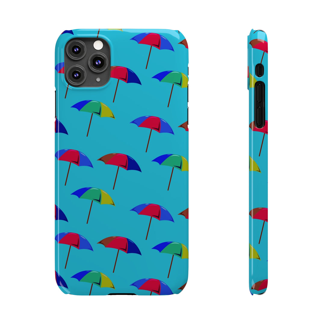 Slim Cute Phone Cases for Iphone - | iPhone 15 Case | iPhone 15 Pro Max Case, Iphone 14 Case, Iphone 14 Pro Max, Iphone 13, Colorful Beach Parasol Blue - Studio40ParkLane