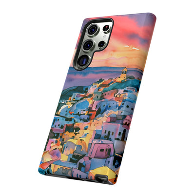 Impact Resistant, Greek Sunset, Cute Phone Cases for Samsung S24, S23, S22, S21, IPhone 15 pro Iphone 14 pro Iphone 13 IPhone 12 Iphone 11