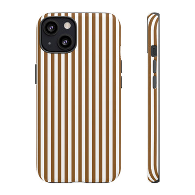 Tough Premium Mocca Brown Stripes Phone Case Gift for Her - For Apple iPhone 16 Pro Max 16e iPhone 15 Pro iPhone Iphone 14 Plus 13 Pro 12 SE XR - Studio40ParkLane