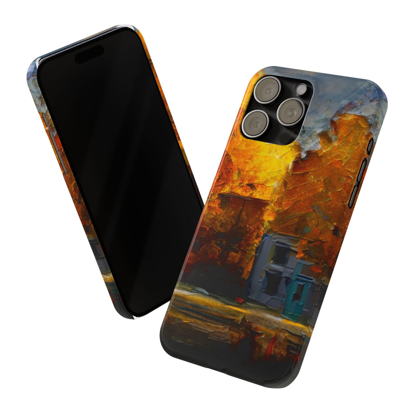 Slim Cute Phone Cases for Iphone - | iPhone 15 Case | iPhone 15 Pro Max Case, Iphone 14 Case, Iphone 14 Pro Max, Iphone 13, Fall Leaves Oil Paint Effect