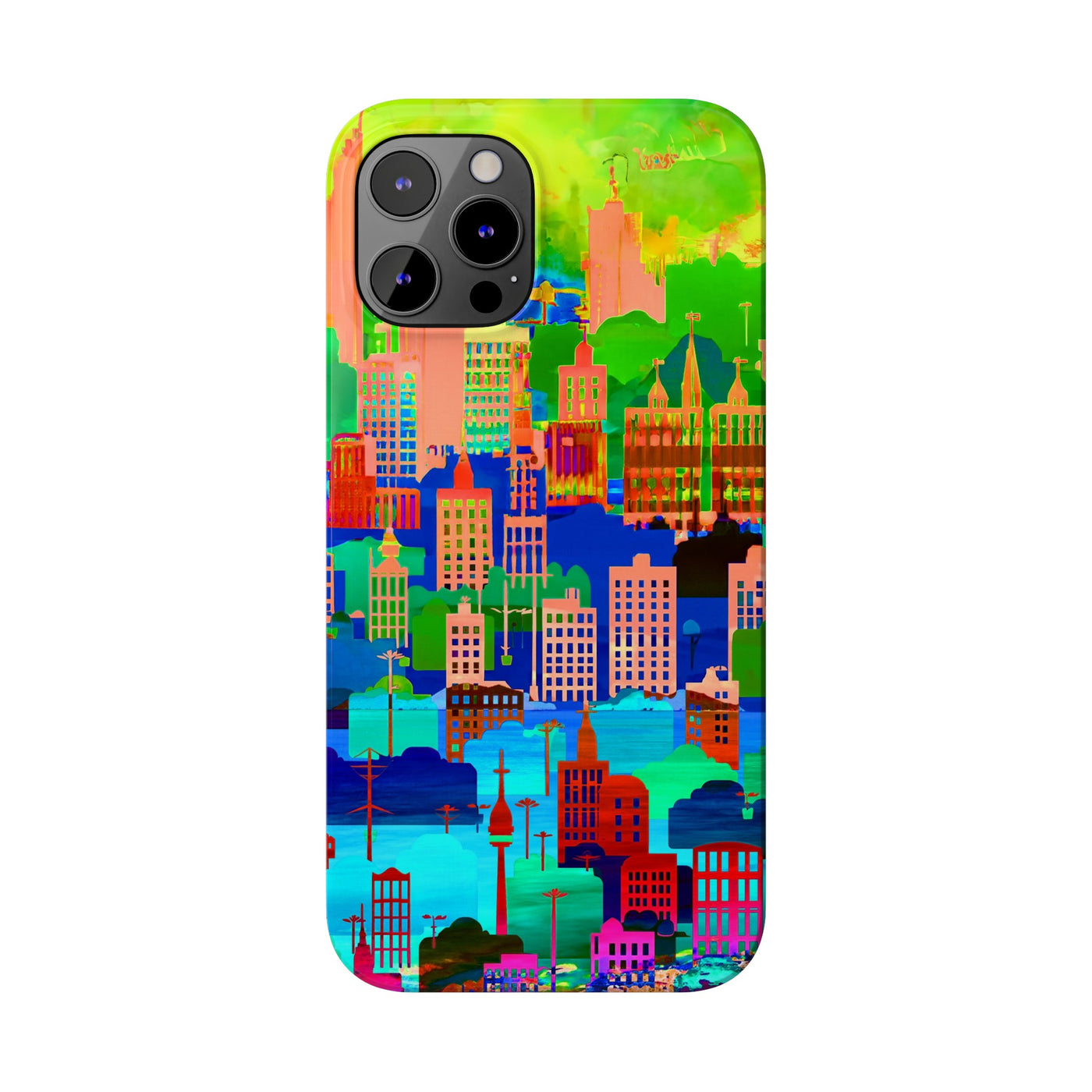 Slim Cute Phone Cases for Iphone - | iPhone 15 Case | iPhone 15 Pro Max Case, Iphone 14 Case, Iphone 14 Pro Max, Iphone 13, Summer City Skyline