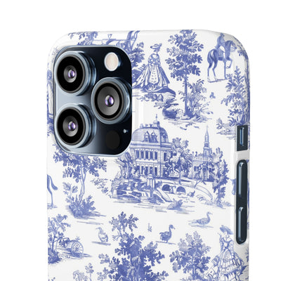 Snap Blue Vintage French Toile Cute Phone Cases for Samsung Galaxy S24, S23, S22, S21, S20, Plus, Ultra, Iphone 16, 15, 14, Pro and Max