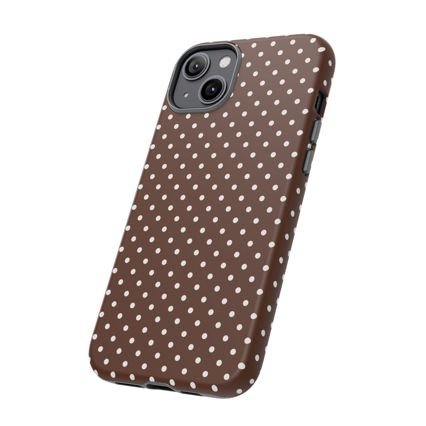 Aesthetic Tough Mocha Brown Polka Dots Premium Phone Case - For iPhone 17 Pro Max iPhone 16 Pro iPhone 15 Iphone 14 Plus 13 Pro 12 11 10 - Studio40ParkLane