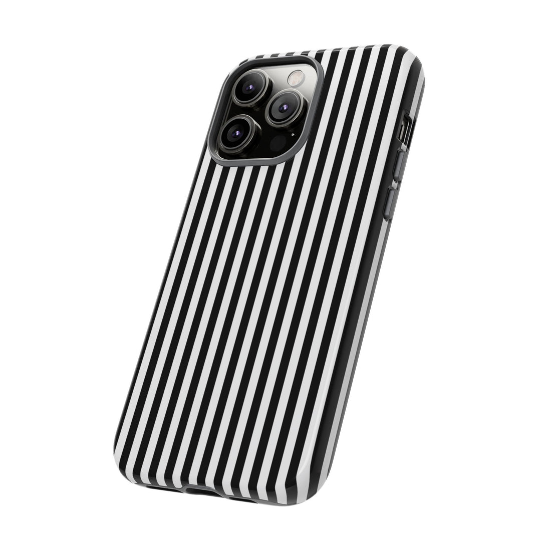 Tough Premium Black White Stripes Phone Case Gift for Her - For Apple iPhone 16 Pro Max 16e iPhone 15 Pro iPhone Iphone 14 Plus 13 Pro 12 SE XR - Studio40ParkLane