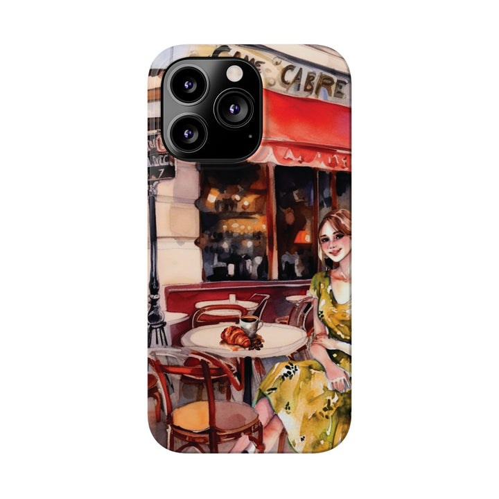 Slim Cute Phone Cases for Iphone - | iPhone 15 Case | iPhone 15 Pro Max Case, Iphone 14 Case, Iphone 14 Pro Max, Iphone 13, Paris Cafe Coffee Croissant - Studio40ParkLane