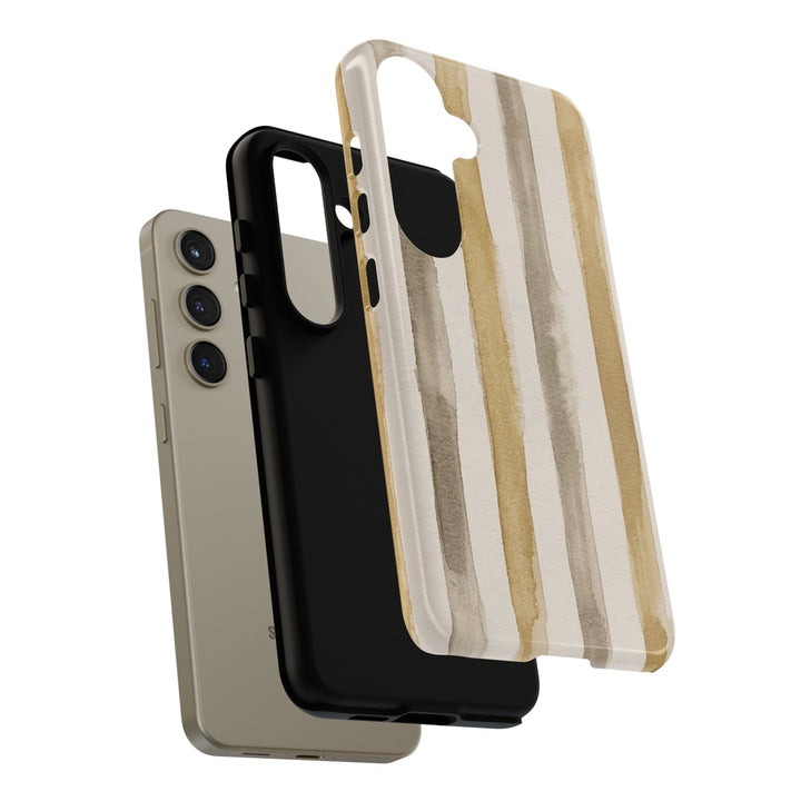 Tough Cute Brown Beige Stripes Phone Case, for IPhone 17 Pro Max | Iphone 17 Air, Iphone 16, IPhone 15, 14 13 12, Samsung Galaxy S26, S25, S24, S23 - Studio40ParkLane