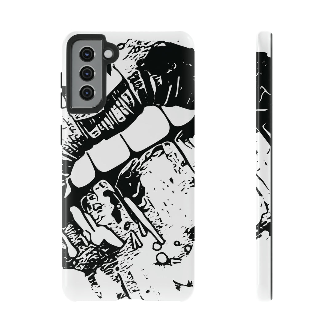 Cute Samsung Phone Case | Aesthetic Samsung Phone Case | Smile Lips Black White | Galaxy S23, S22, S21, S20 | Luxury Double Layer | Cool - Studio40ParkLane