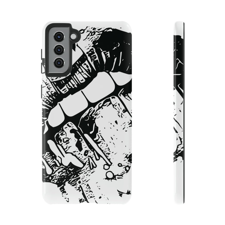 Cute Samsung Phone Case | Aesthetic Samsung Phone Case | Smile Lips Black White | Galaxy S23, S22, S21, S20 | Luxury Double Layer | Cool - Studio40ParkLane
