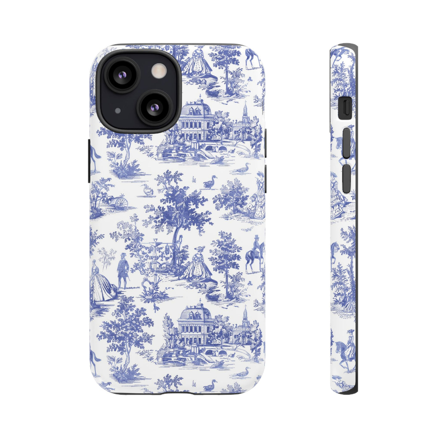 Premium Tough Blue French Toile Gift for Her Cute Phone Cases for Samsung and Iphone, 16, 15, 14, S24, S23, S22, S21, S20, Plus, Ultra, Pro