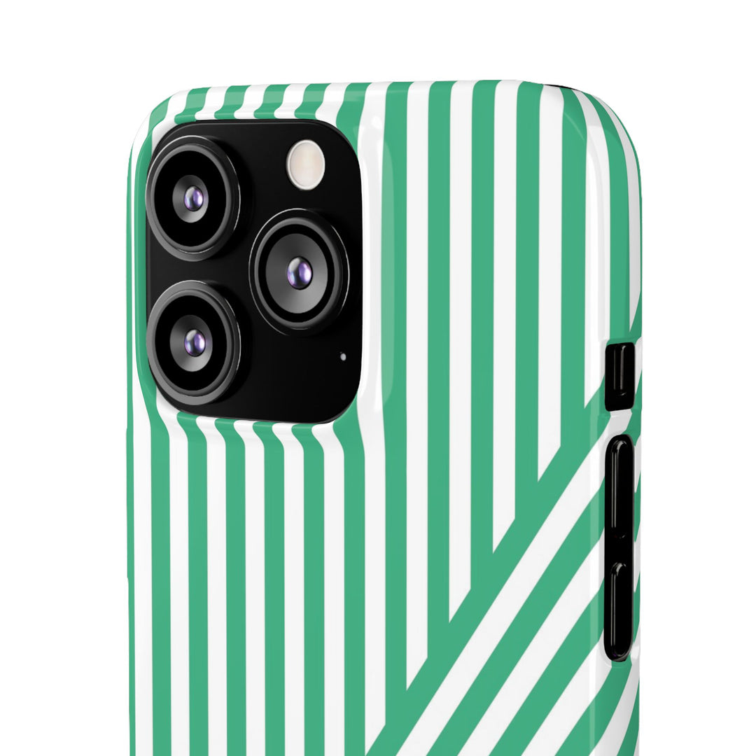 Aesthetic Emerald Stripes Cute Phone Case Sleek Snap - For iPhone 17 Pro Max iPhone 16 Pro iPhone 15 Iphone 14 Plus 13 Pro 12 11 10 Gift