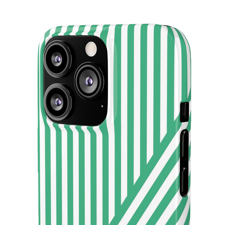 Aesthetic Emerald Stripes Cute Phone Case Sleek Snap - For iPhone 17 Pro Max iPhone 16 Pro iPhone 15 Iphone 14 Plus 13 Pro 12 11 10 Gift