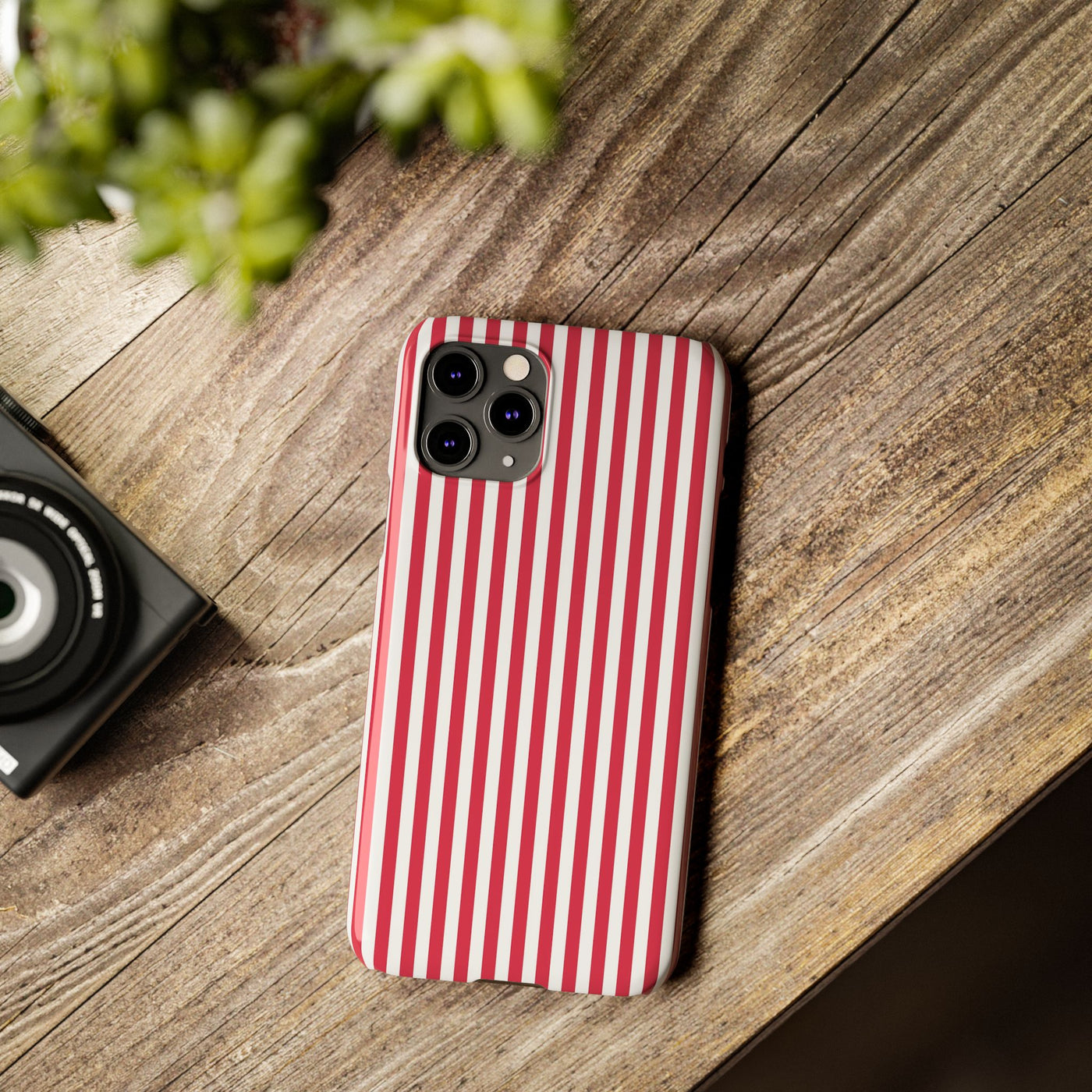 Slim Red Winterberry Striped Cute Phone Case for Iphone 16 - | iPhone 15 Pro Max Case | iPhone 14 Case 13 12 11 10 9 8 7 X XS Gift for Her