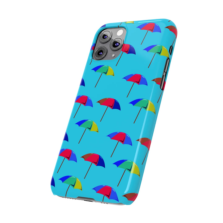 Slim Cute Phone Cases for Iphone - | iPhone 15 Case | iPhone 15 Pro Max Case, Iphone 14 Case, Iphone 14 Pro Max, Iphone 13, Colorful Beach Parasol Blue - Studio40ParkLane