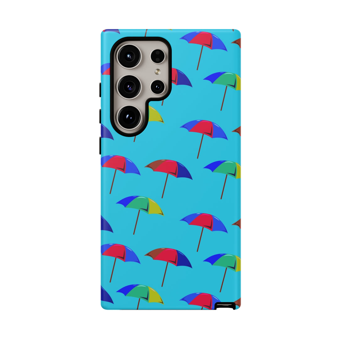 Cute Samsung Phone Case | Aesthetic Samsung Phone Case | Galaxy S23, S22, S21, S20 | Colorful Beach Parasols Blue, Protective Phone Case - Studio40ParkLane