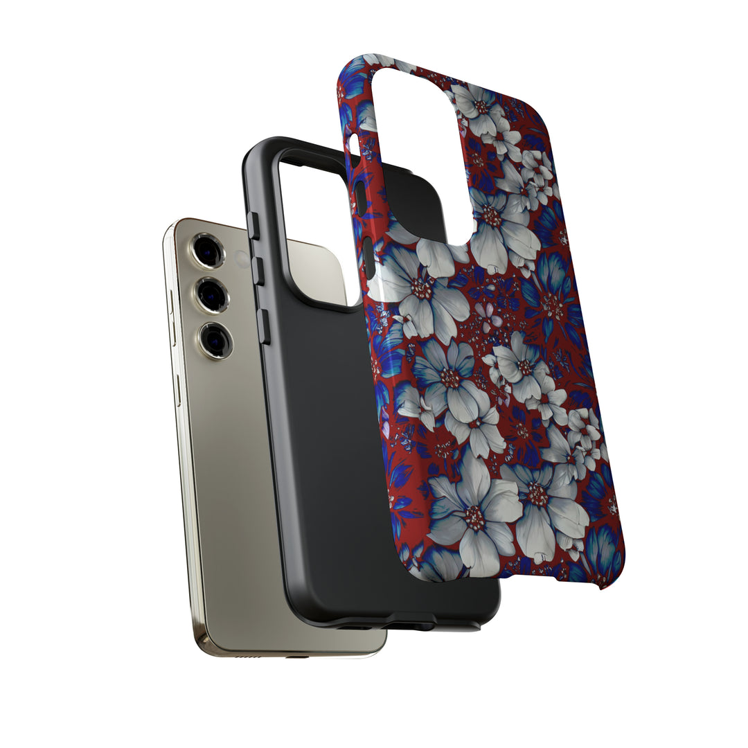 Cute Samsung Phone Case | Aesthetic Samsung Phone Case | Galaxy S23, S22, S21, S20 | Red Blue Flowers, Protective Phone Case - Studio40ParkLane