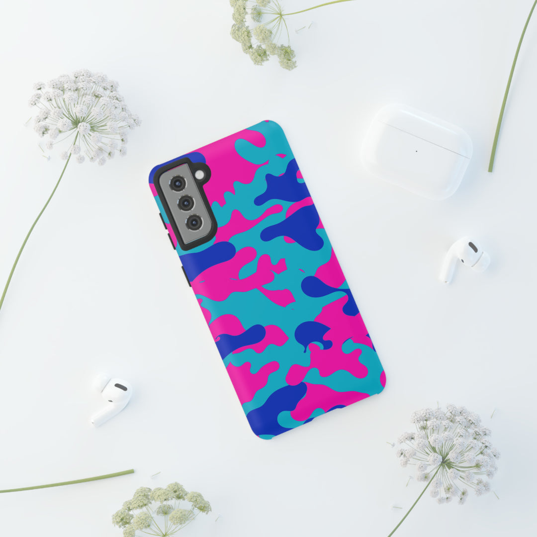 Cute Samsung Phone Case | Aesthetic Samsung Phone Case | Galaxy S23, S22, S21, S20 | Blue Pink Camouflage, Protective Phone Case - Studio40ParkLane