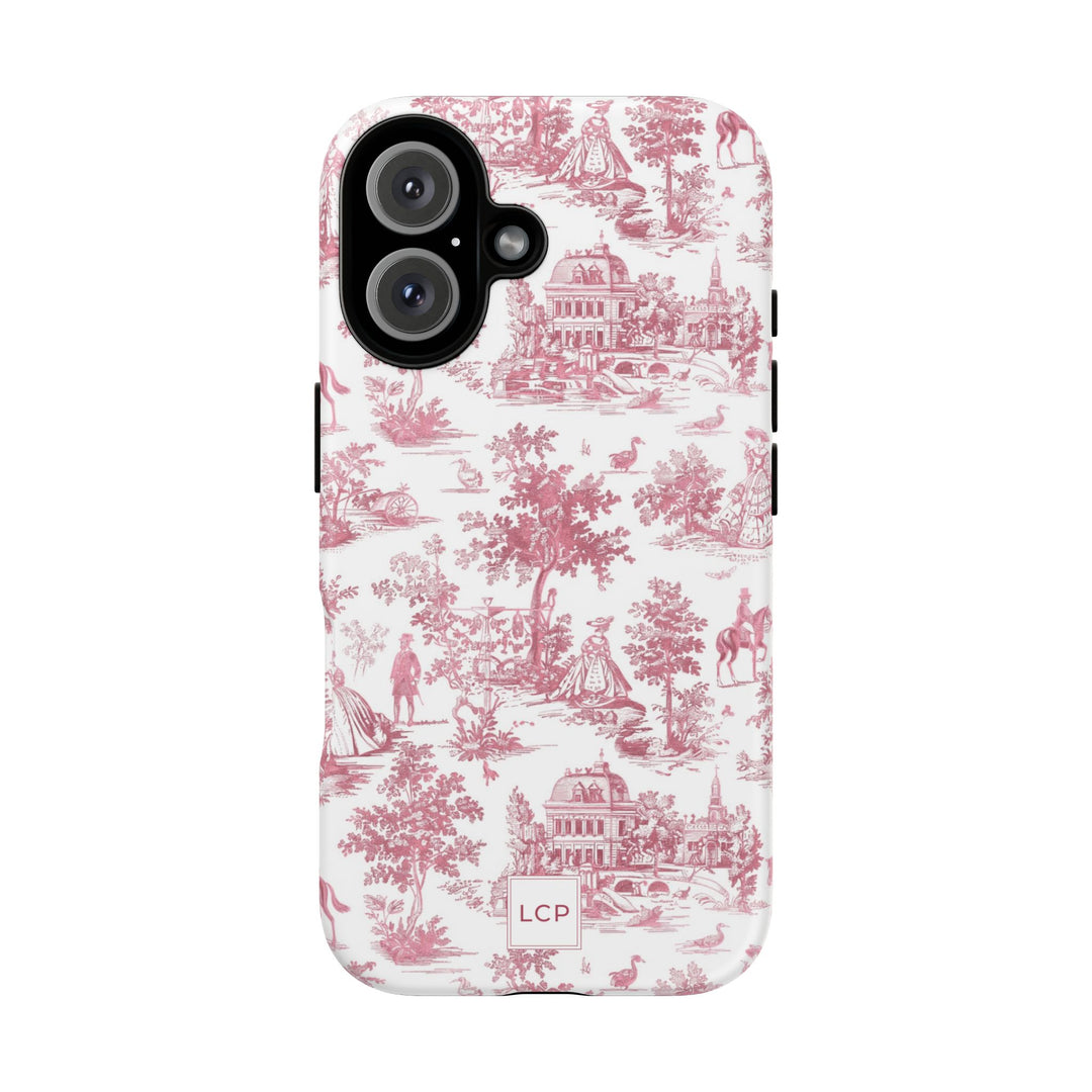 Personalized Custom French Toile Tough Cute Phone Case For Apple iPhone 18, 17, 16, 15 14, Pro Max, Samsung Galaxy S26, S25, S24 Plus Ultra